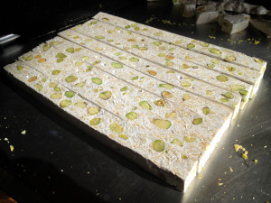 rose nougat cutting