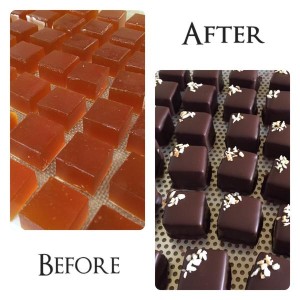 Mango and Passion Fruit Pate de Fruit Chocolates