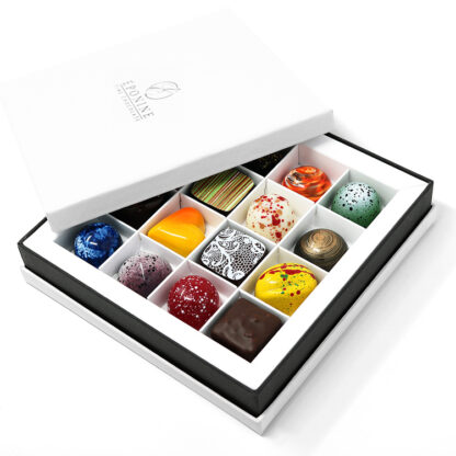 16 Piece Chocolate Selection Boxed with Lid Angled