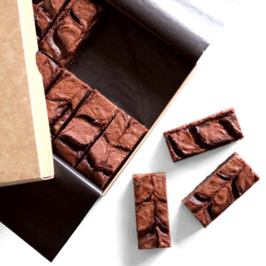 Salted Caramel Brownies Unboxed Flatlay