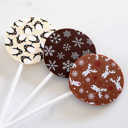 Christmas Chocolate Lollipops Fanned – Penguin, Snowflakes and Reindeer