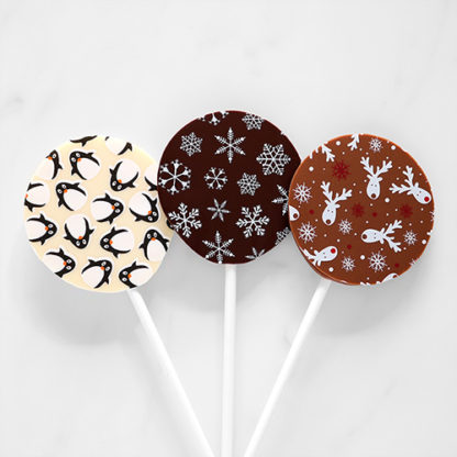 Christmas Chocolate Lollipops Angled – Penguin, Snowflakes and Reindeer