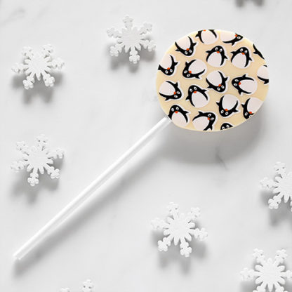 White Chocolate Christmas Lollipop with Snowflakes Overhead
