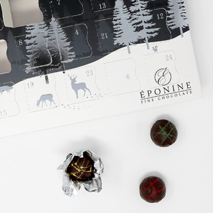 Luxury Silver Advent Calendar Loose Chocolates Open Foil Overhead