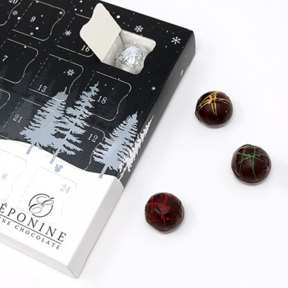 Luxury Silver Advent Calendar Loose Chocolates In and Out Open Angled