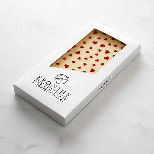 Valentine's Heart White Chocolate Bar Angled Box