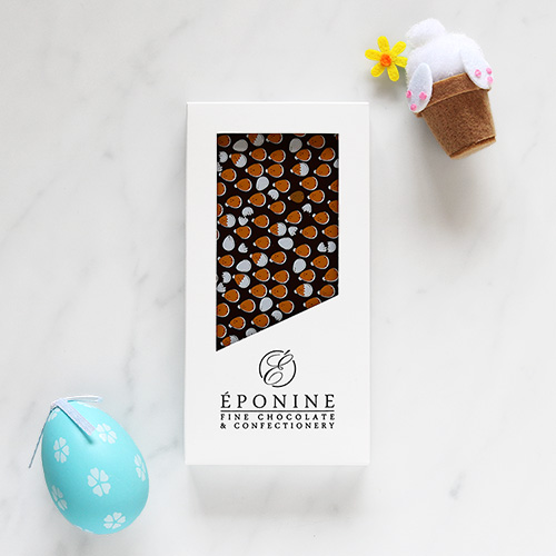Easter Dark Chocolate Bar in White Branded Box with Decorations