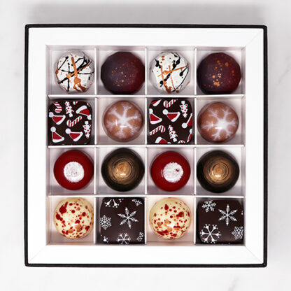 Christmas Chocolate Selection Box Overhead Closeup