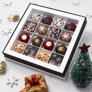 Christmas Chocolate Selection Box Angled with Decor