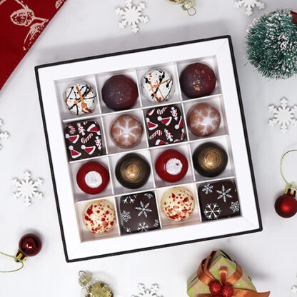 Christmas Chocolate Selection Box Overhead Full Decor