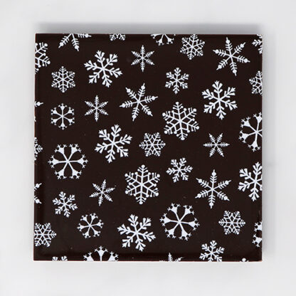 Snowflake Christmas Dark Chocolate Bar Overhead Close Up