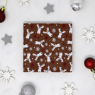 Reindeer & Snowflake Christmas Milk Chocolate Bar Unboxed with Decor