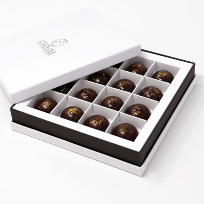 Salted Caramel Chocolates Boxed Angled With Lid