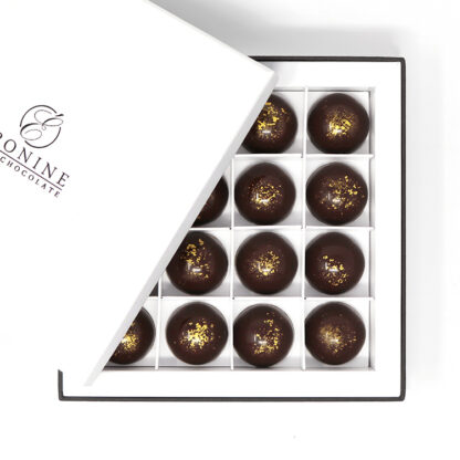 Salted Caramel Chocolates Boxed Overhead With Lid
