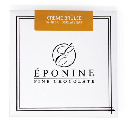 Creme Brulee White Chocolate Bar Box Close Up