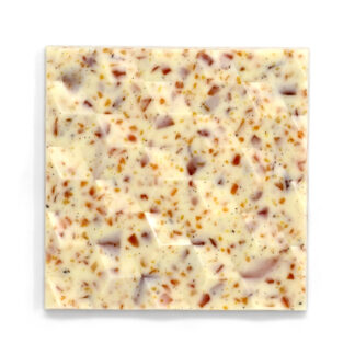 Creme Brulee White Chocolate Bar Unboxed Overhead Close Up